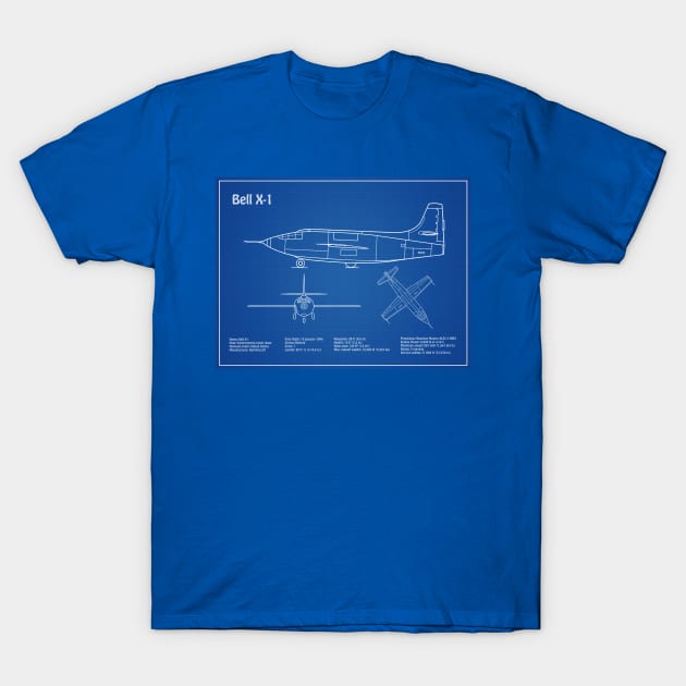 Bell X-1 - Airplane Blueprint - AD T-Shirt by SPJE Illustration Photography